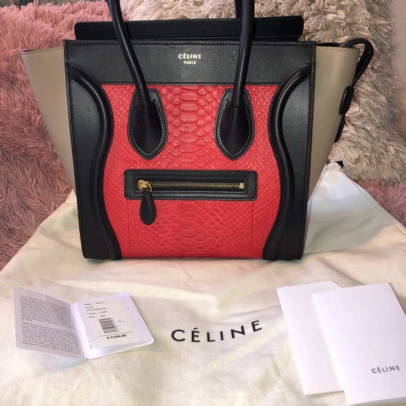 celine mini luggage red